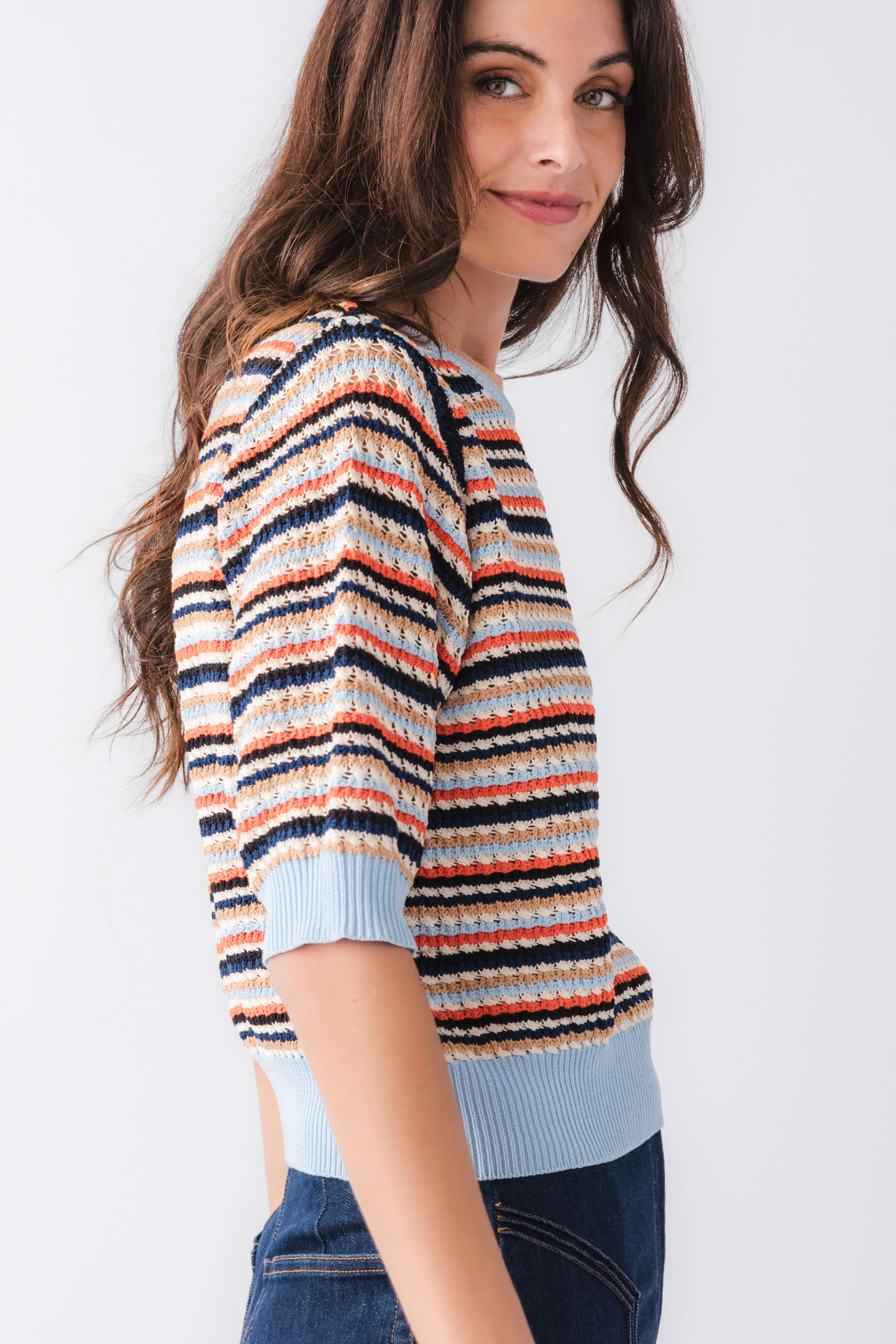 THML Striped Crochet Top