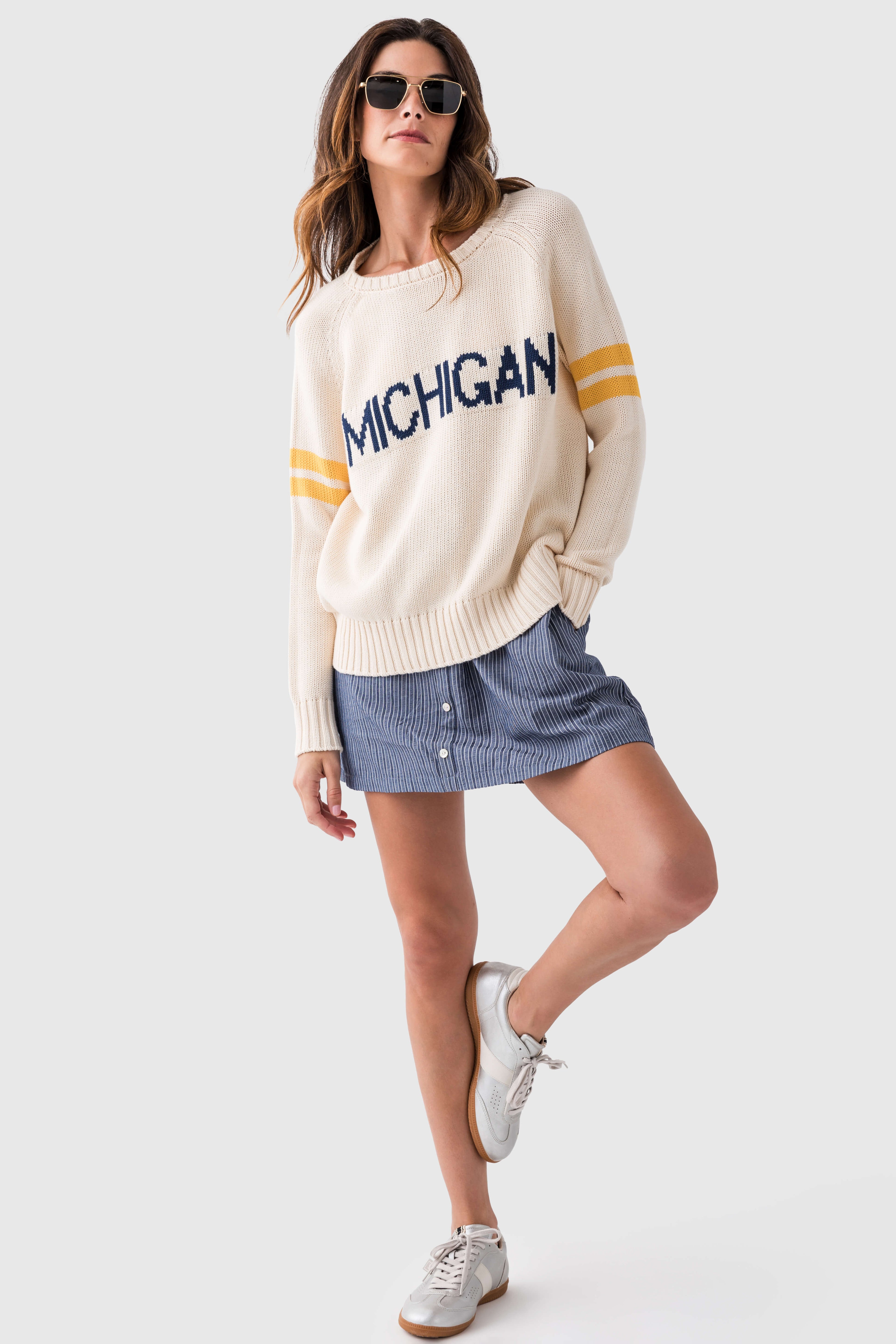 Things Between Striped Button Up Mini Skirt