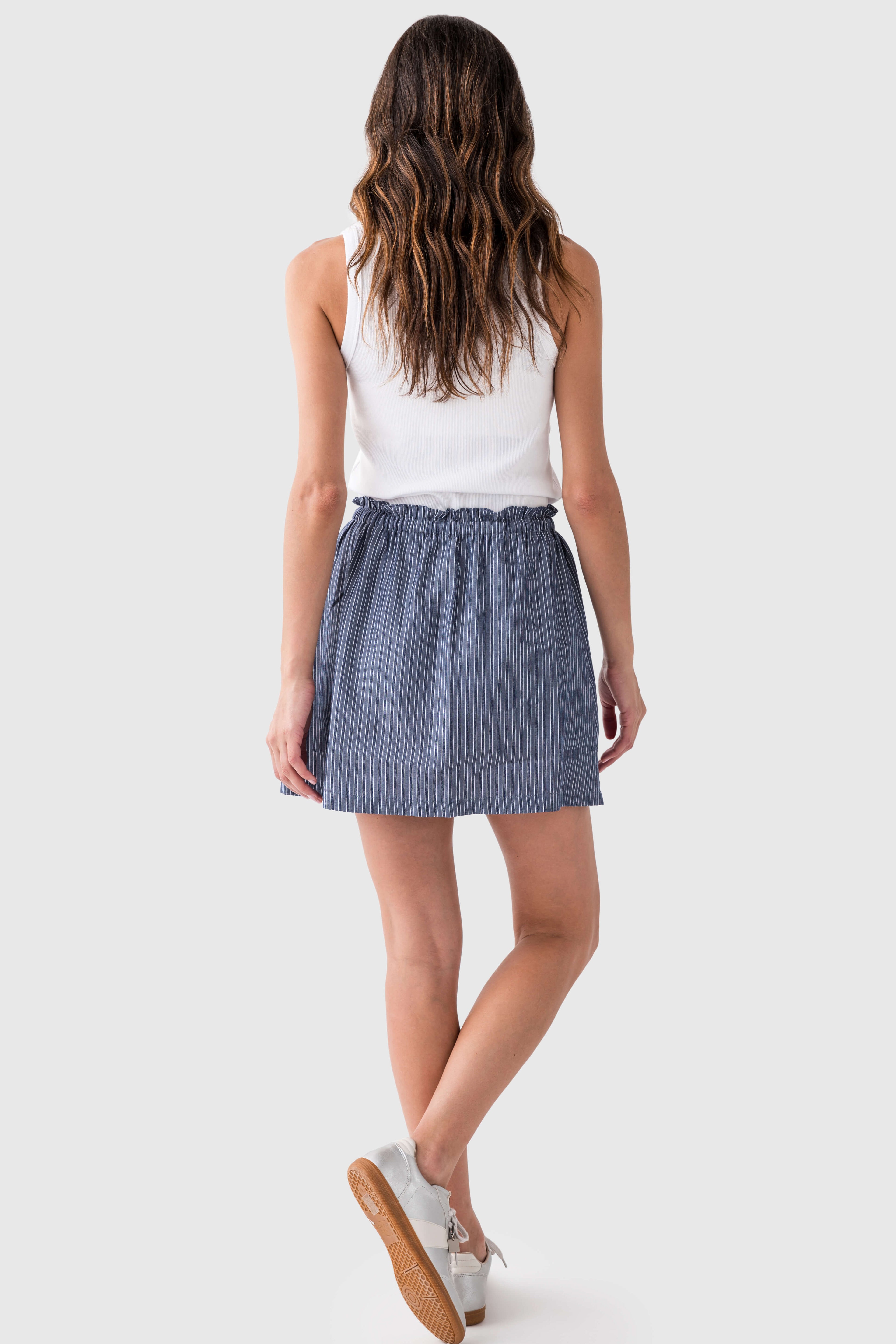 Things Between Striped Button Up Mini Skirt