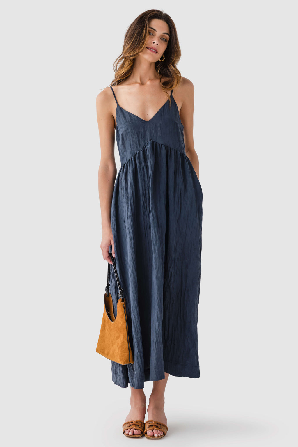 Crinkle V Neck Tank Dress