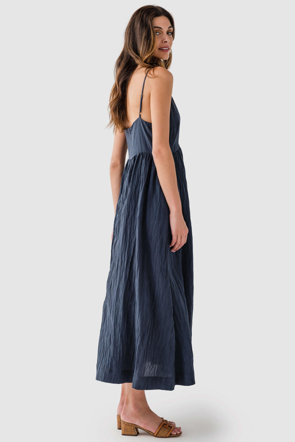 Crinkle V Neck Tank Dress