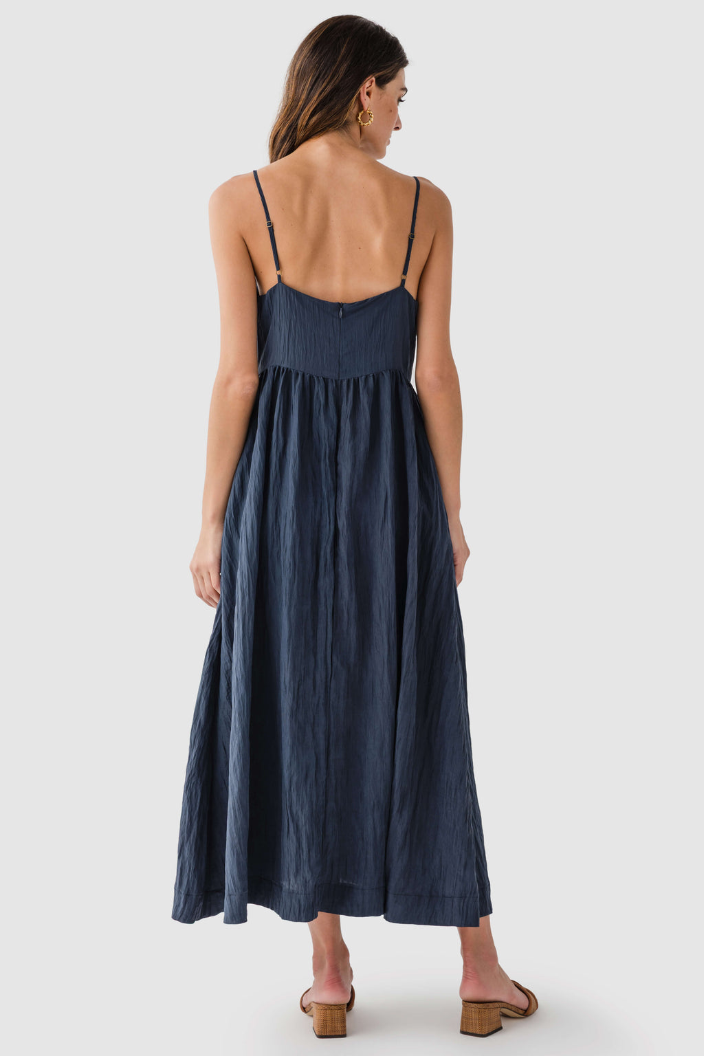 Crinkle V Neck Tank Dress