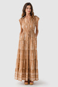 Pinch Print Tiered Maxi Dress