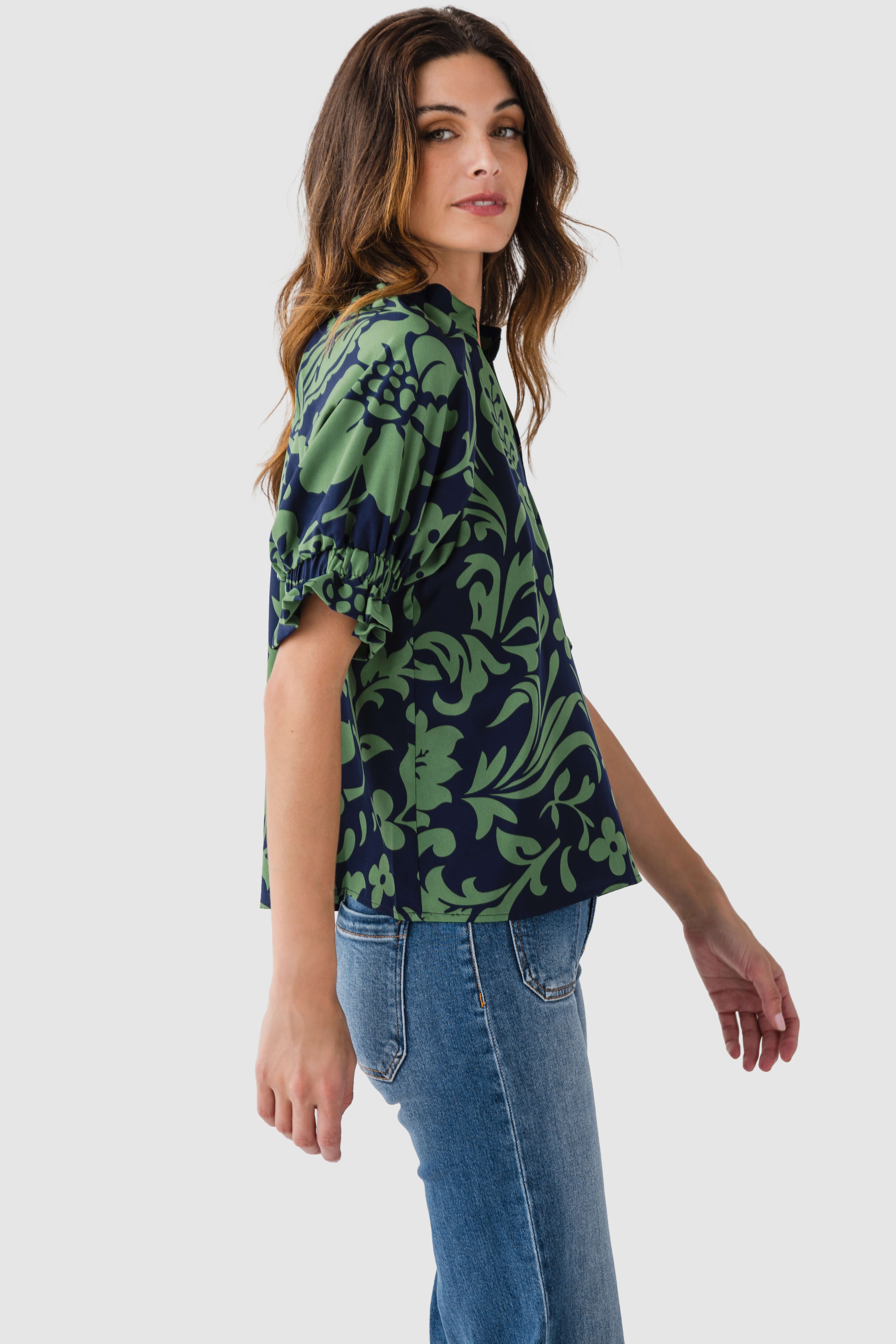 THML Paisley Print Splitneck Top
