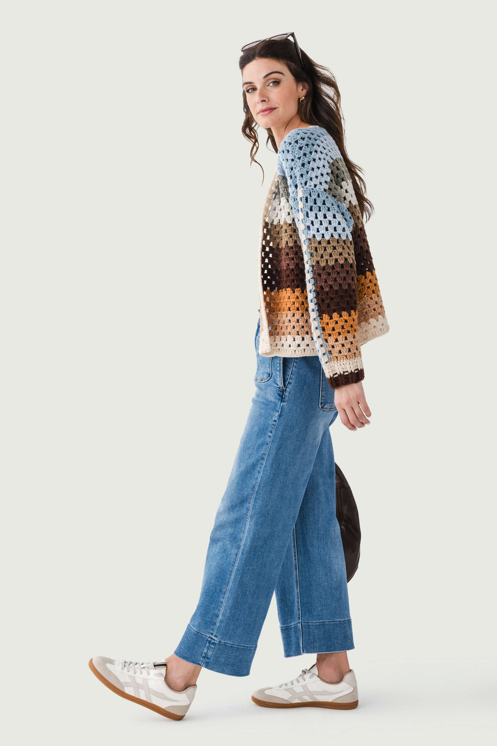 Elan Multi Stripe Crochet Cardigan