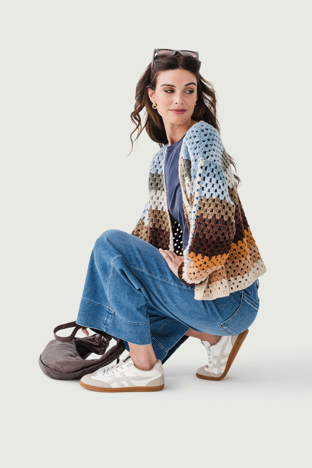 Elan Multi Stripe Crochet Cardigan