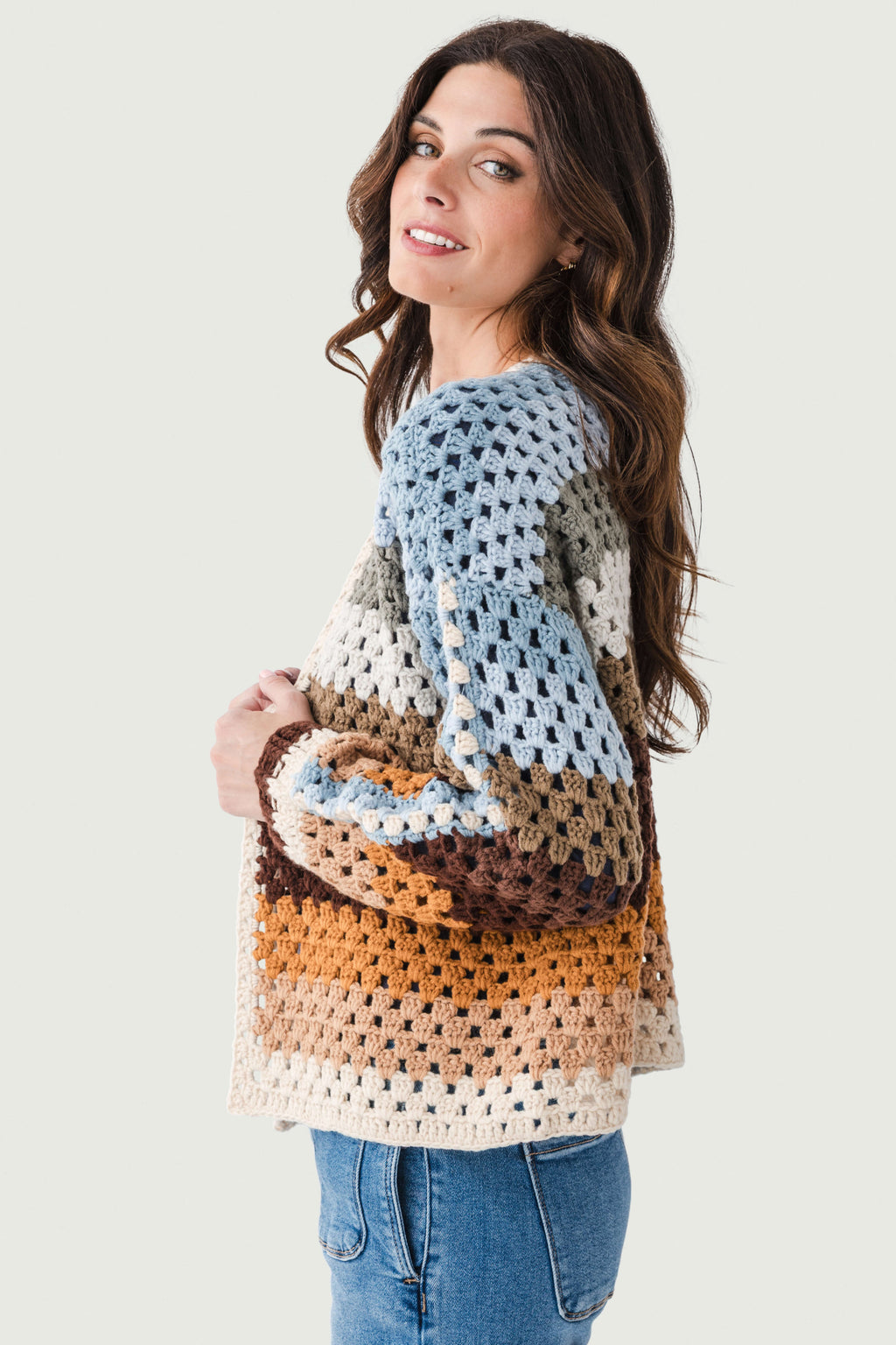 Elan Multi Stripe Crochet Cardigan