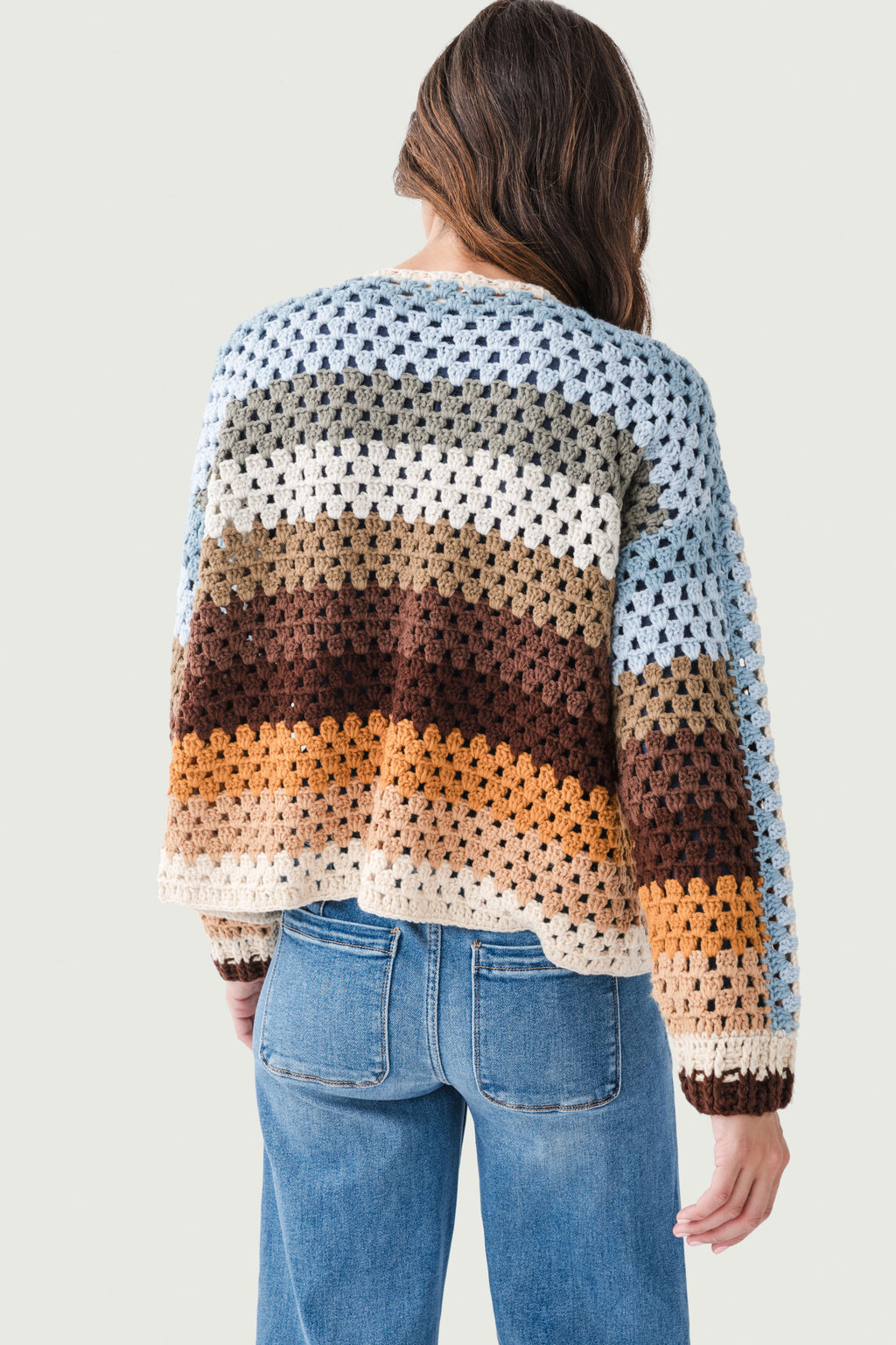 Elan Multi Stripe Crochet Cardigan