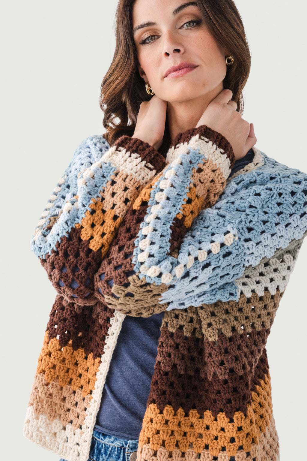 Elan Multi Stripe Crochet Cardigan