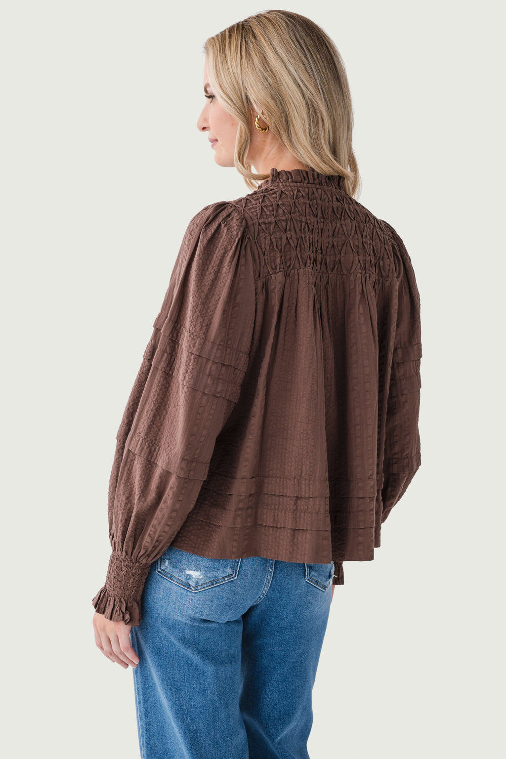 THML Pintuck Splitneck L/S Top