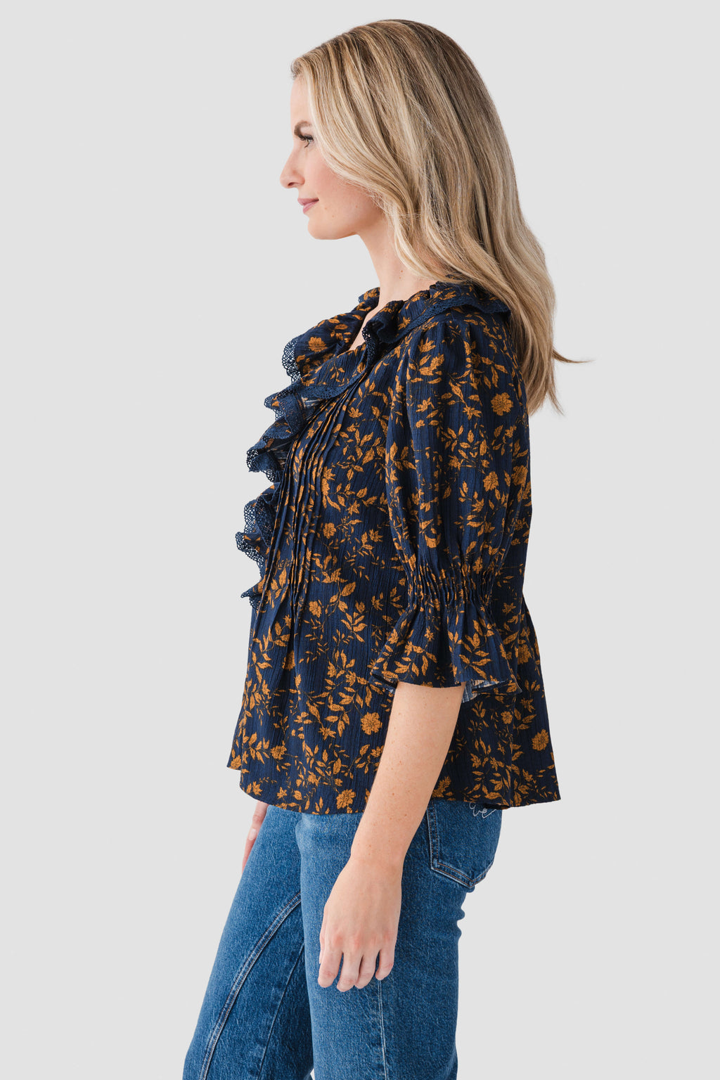 Fate Ruffle Front Short Sleeve Top