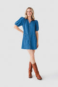 THML Suede Collar Denim Dress