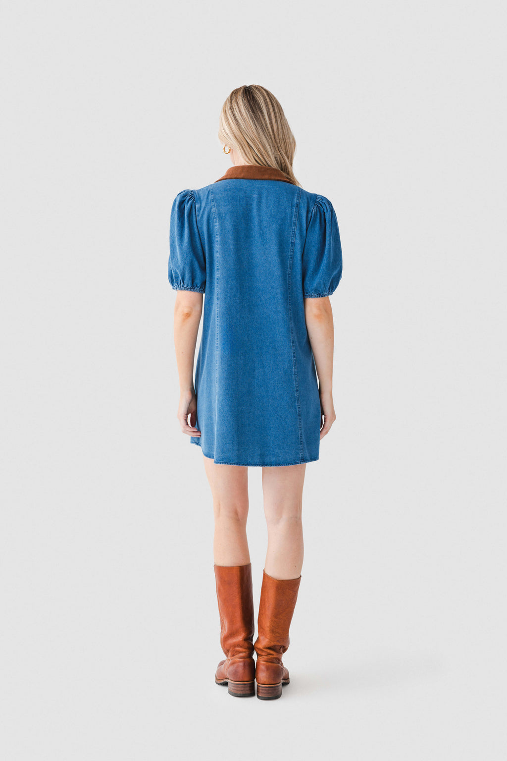 THML Suede Collar Denim Dress