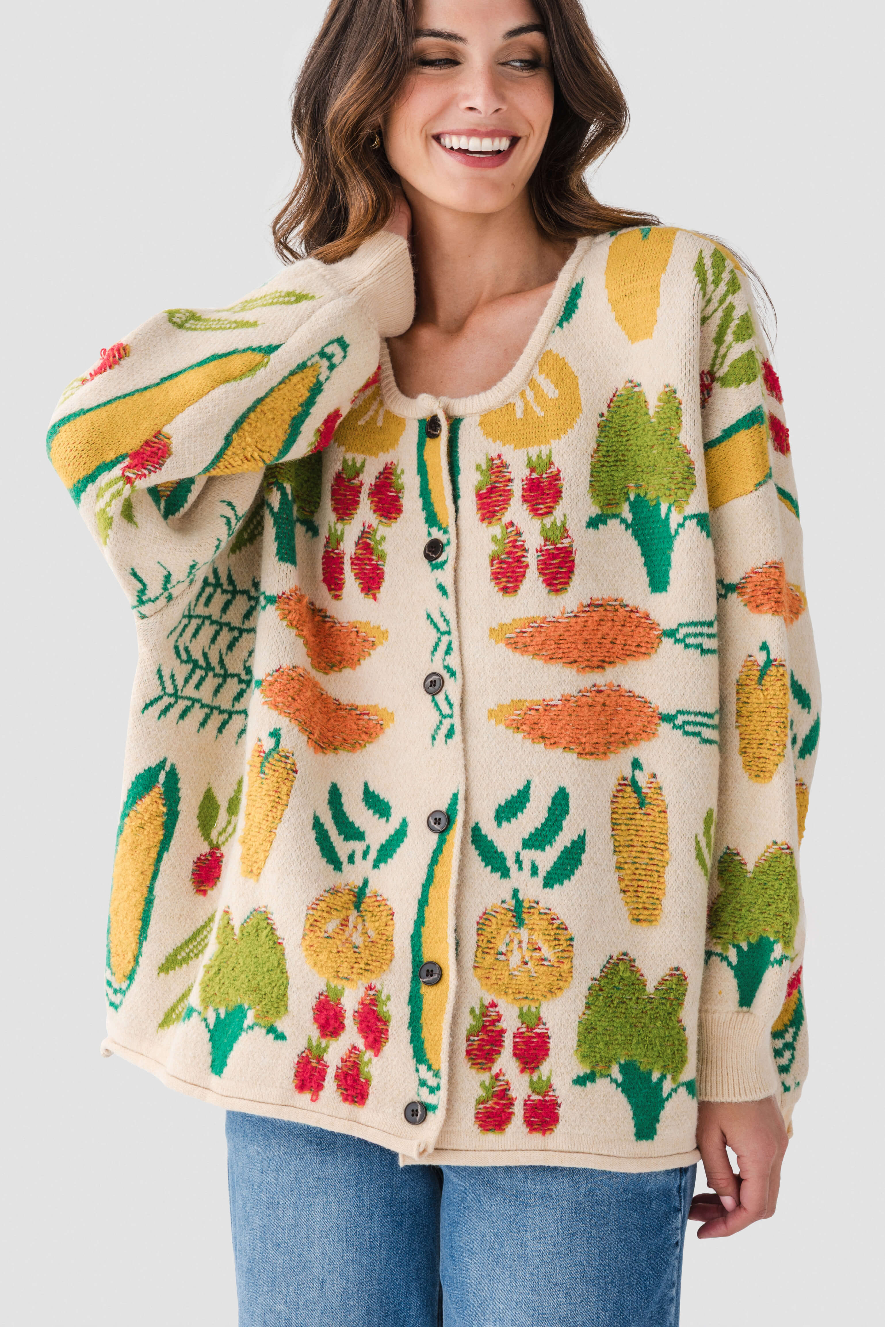 Veggie Patterned Knit Cardigan – Social Threads