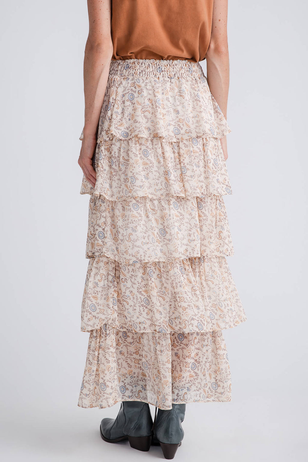 Illa Illa Printed Tier Ruffle Maxi Skirt