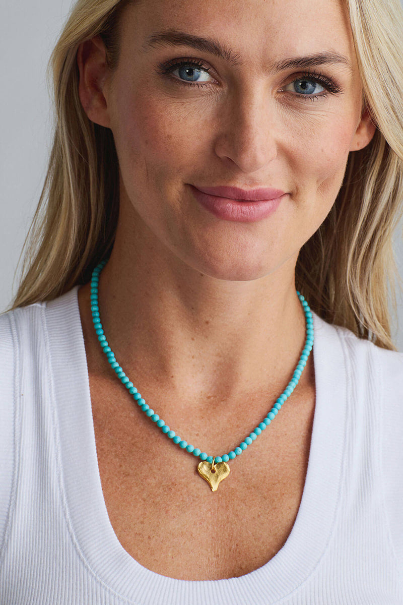 Susan Shaw Turquoise Mini Bead Heart Necklace