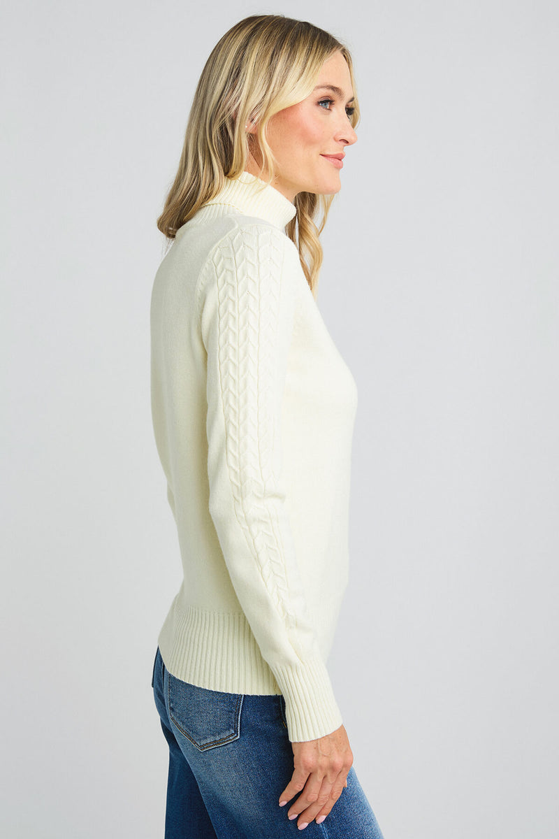 &merci Cable Knit Sleeve Turtleneck Sweater