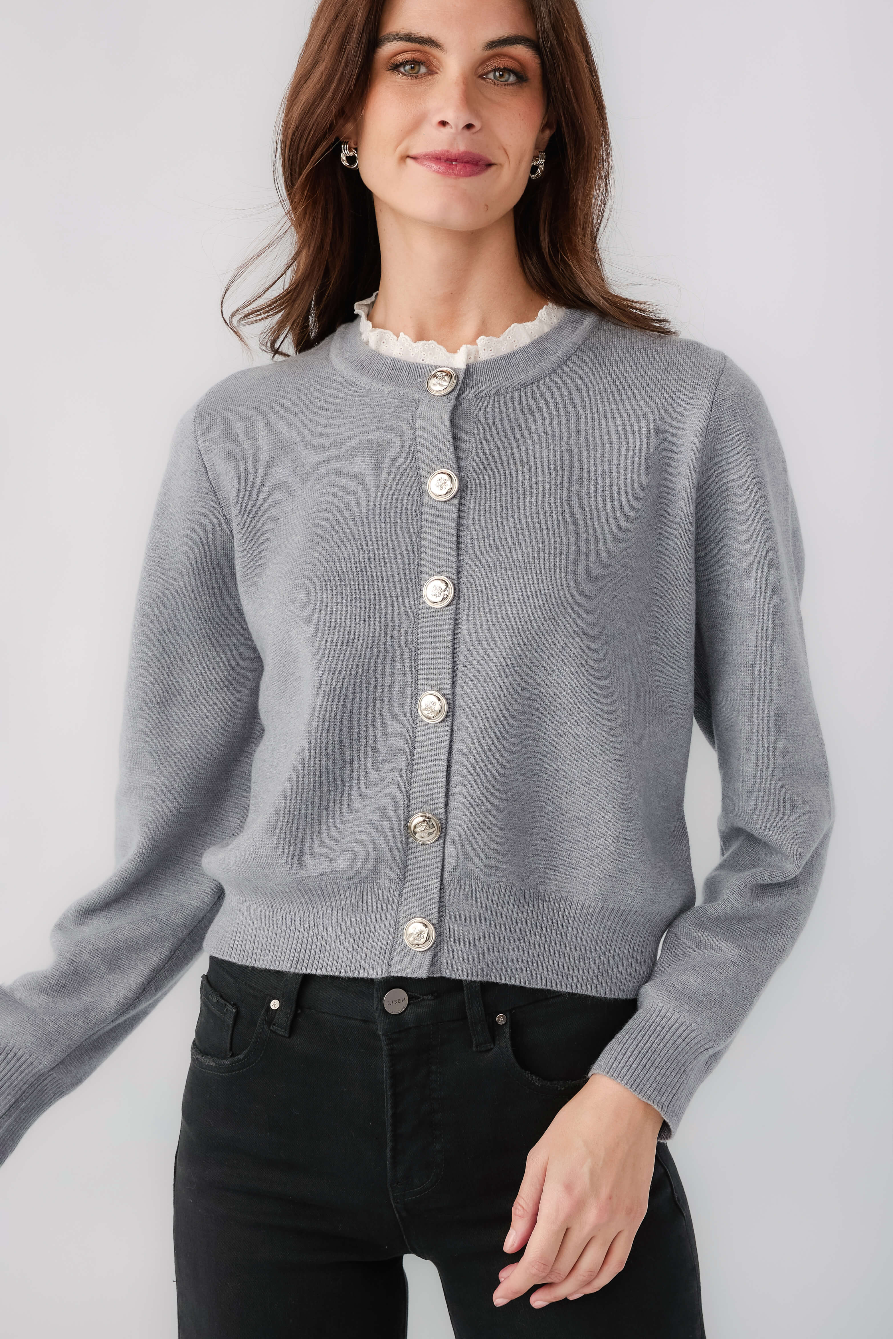 Lalavon Ruffled Button Down Cardigan – Social Threads