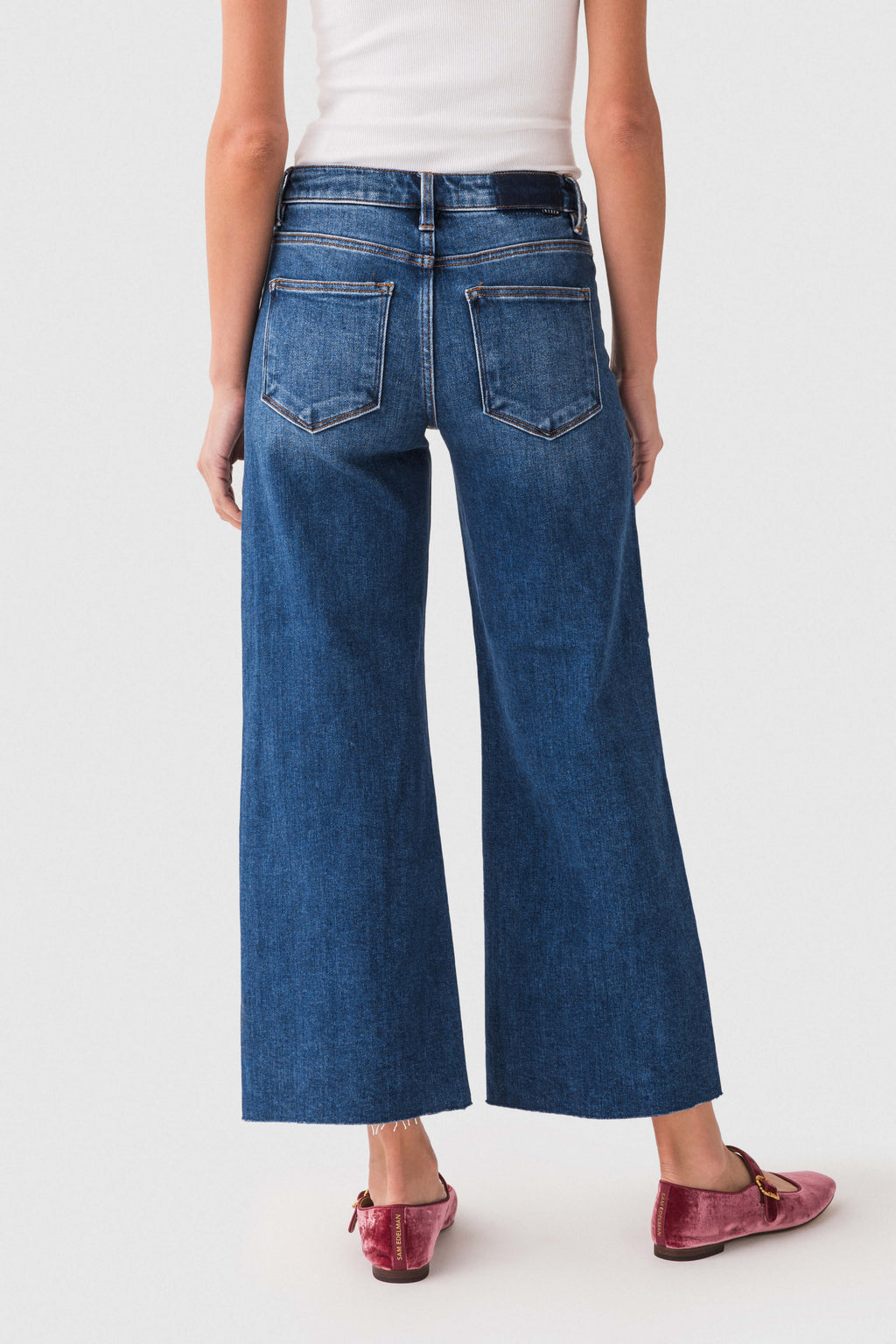 Risen Jenny High Rise Raw Hem Crop Wide Leg Jeans