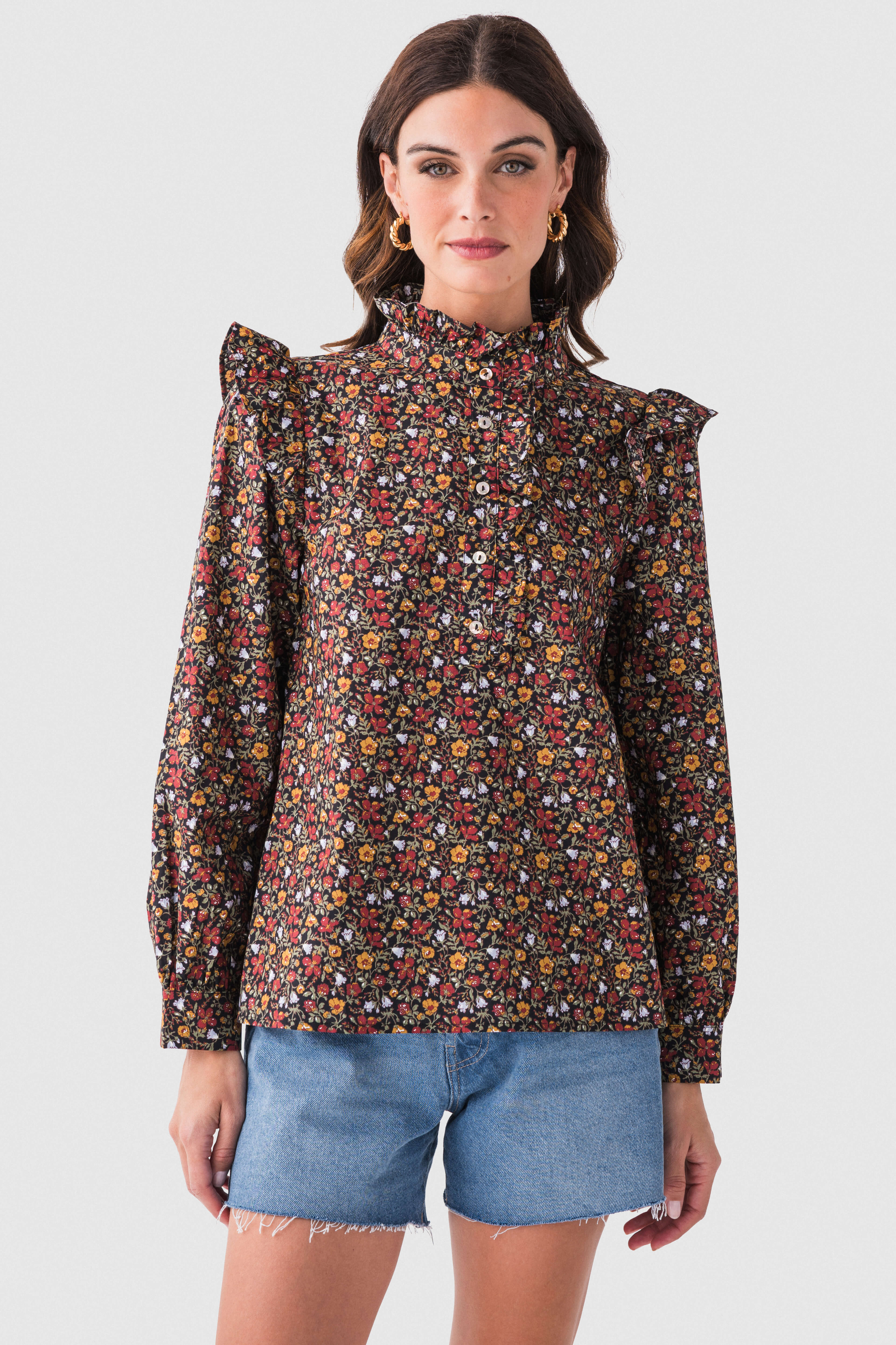 Jodifl Floral Ruffle Detail Top – Social Threads