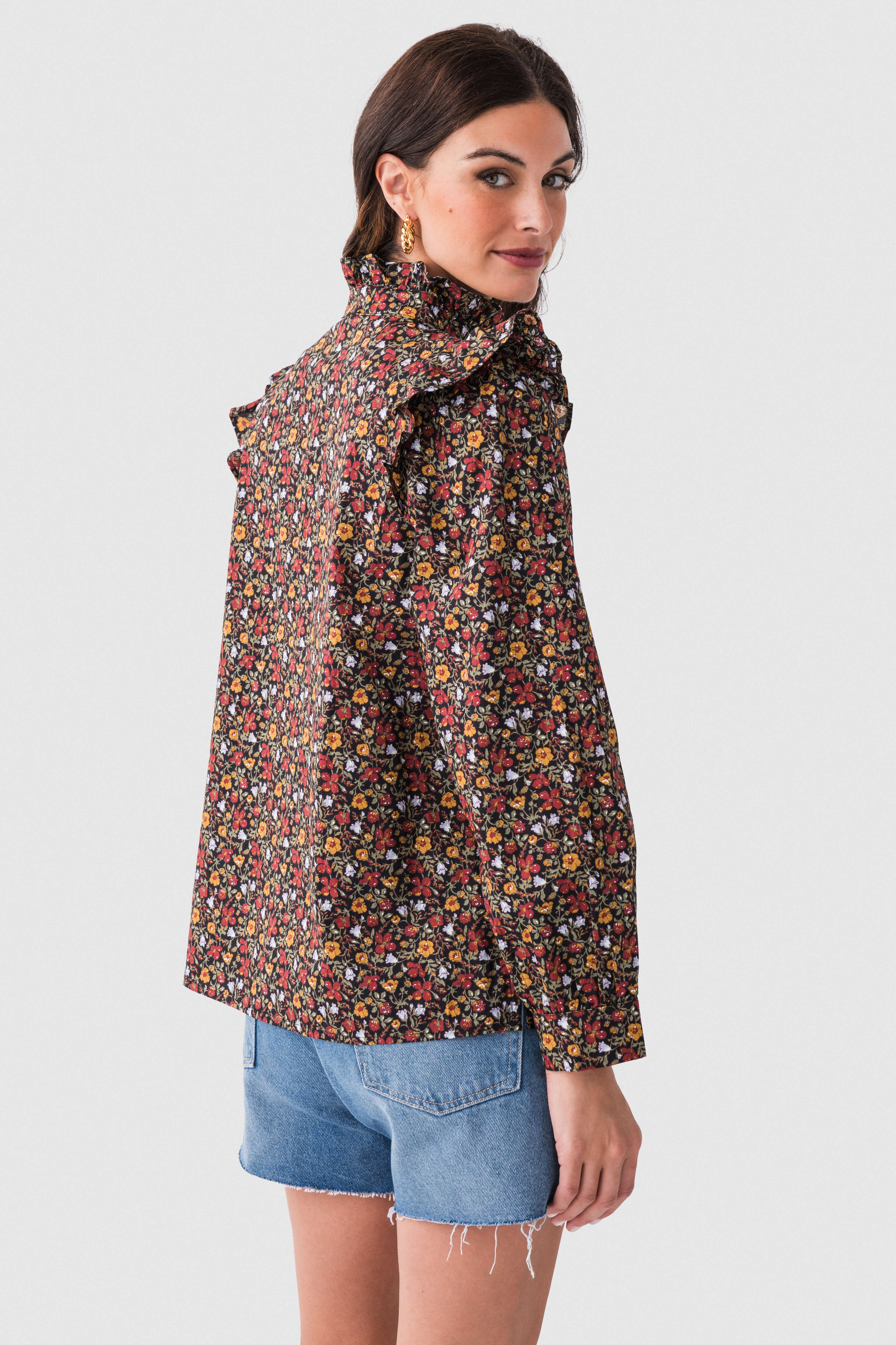 Jodifl Floral Ruffle Detail Top – Social Threads