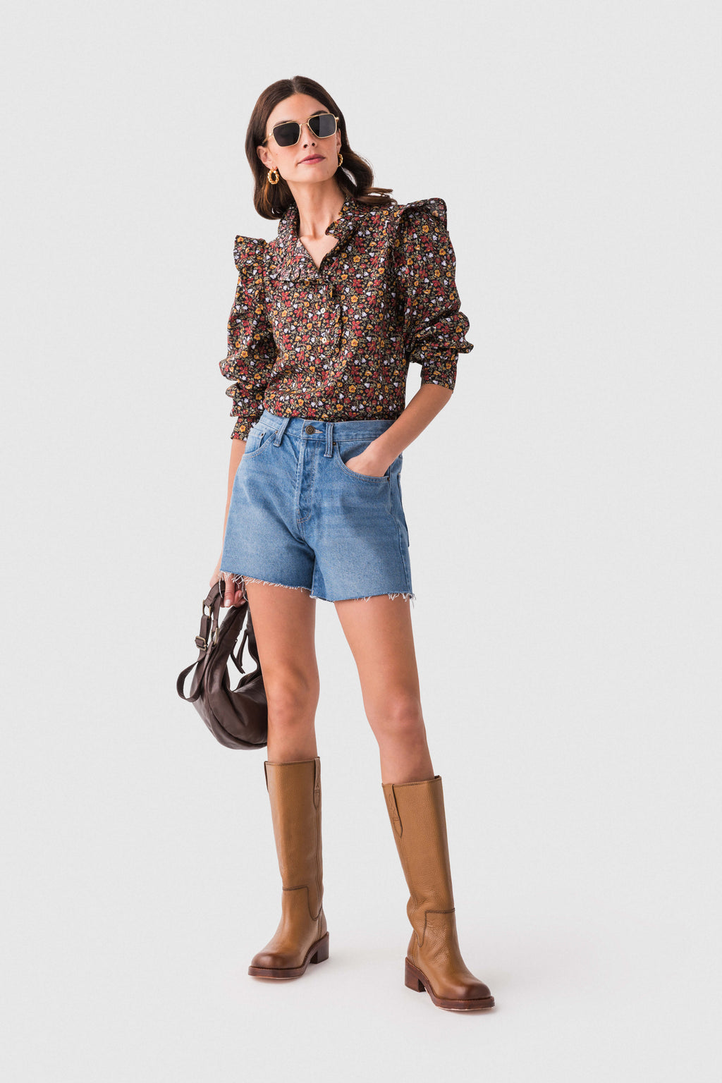 Jodifl Floral Ruffle Detail Top