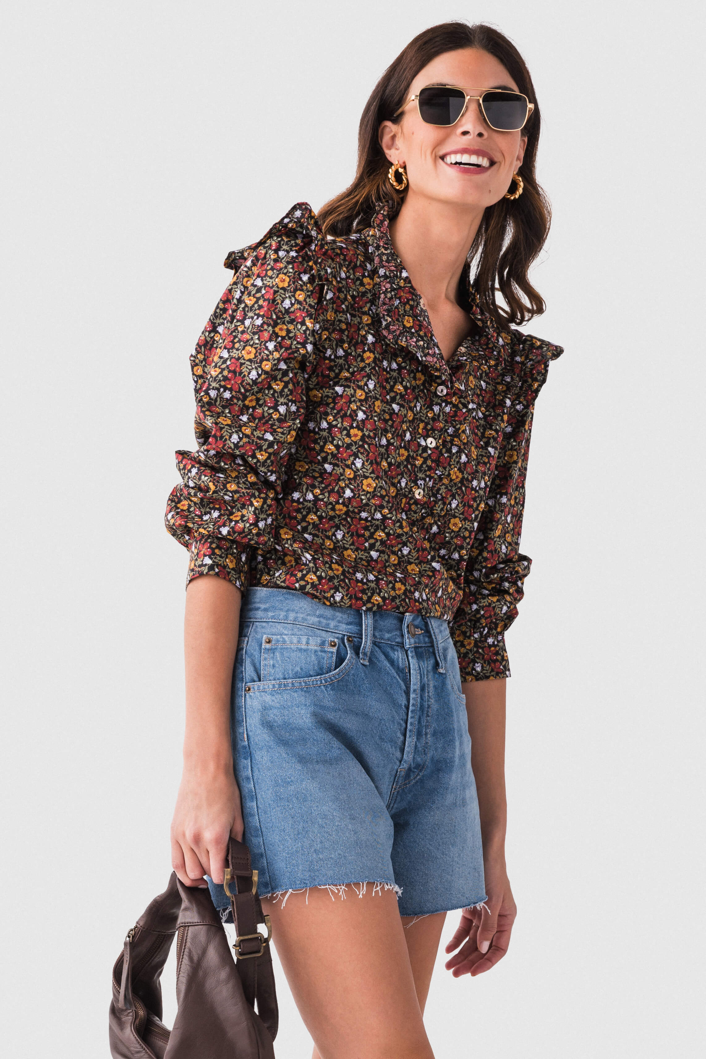 Jodifl Floral Ruffle Detail Top – Social Threads