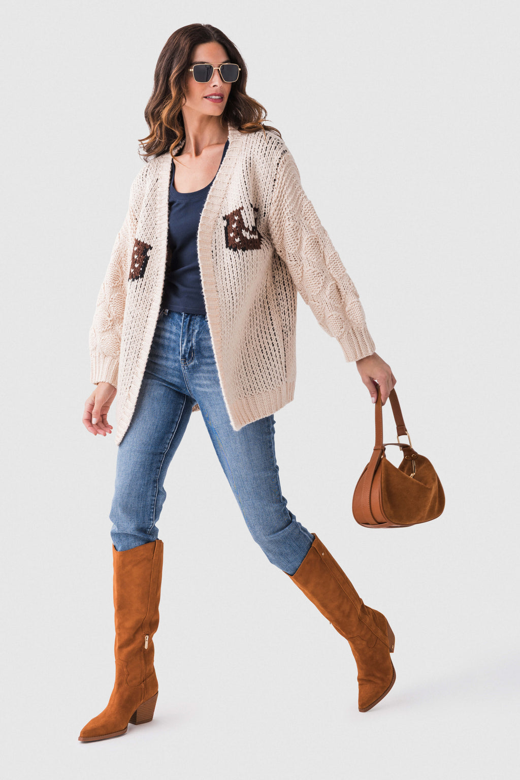 Bailey Rose Horse Print Knit Cardigan