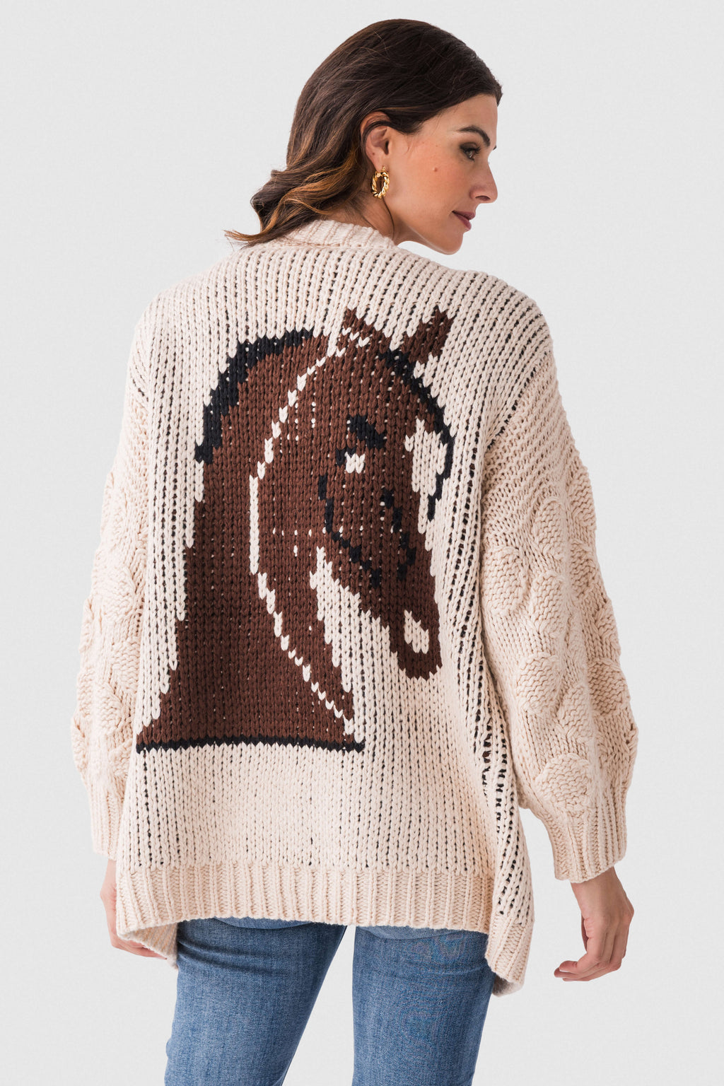 Bailey Rose Horse Print Knit Cardigan