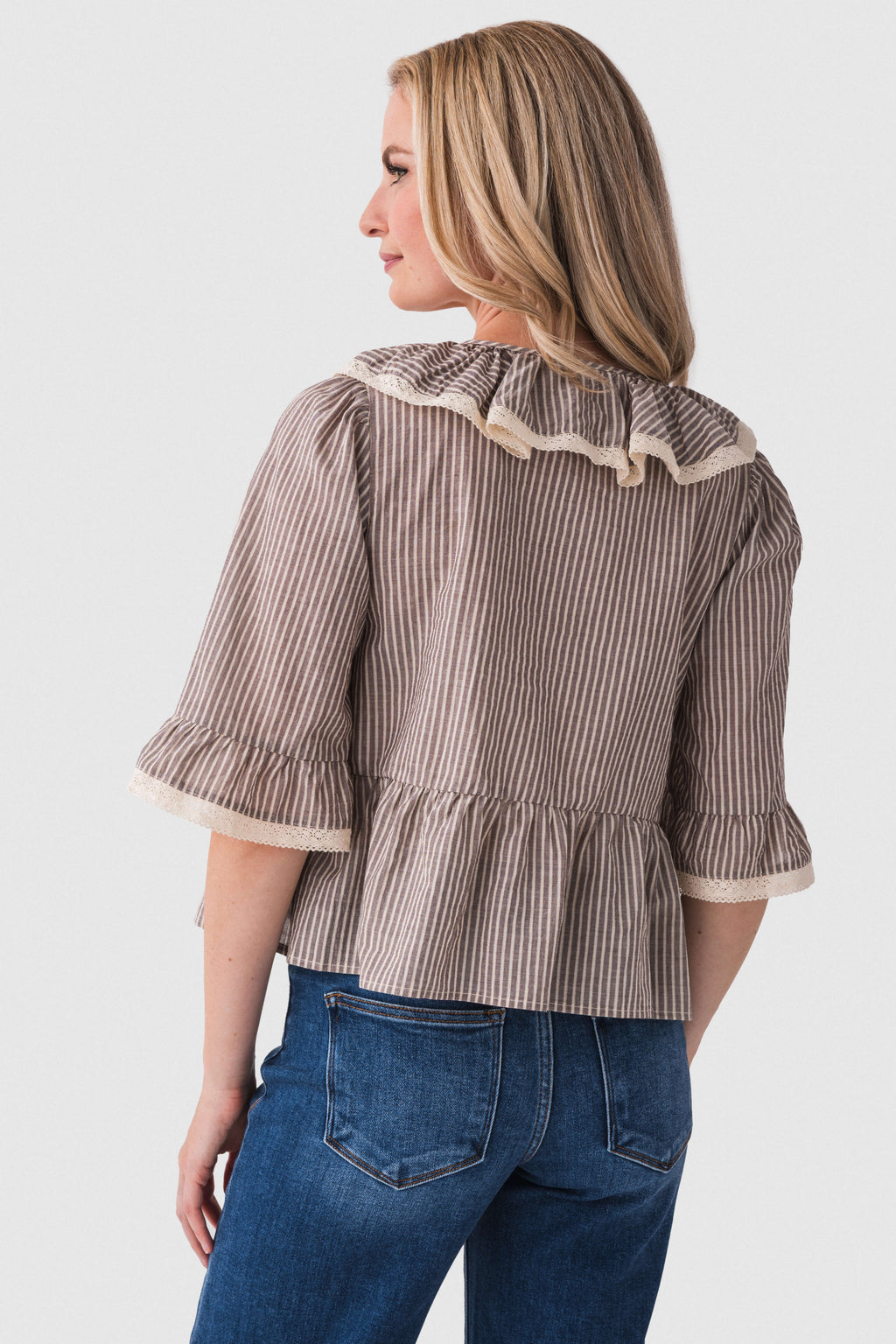 By Together Lace Trim Ruffle Top