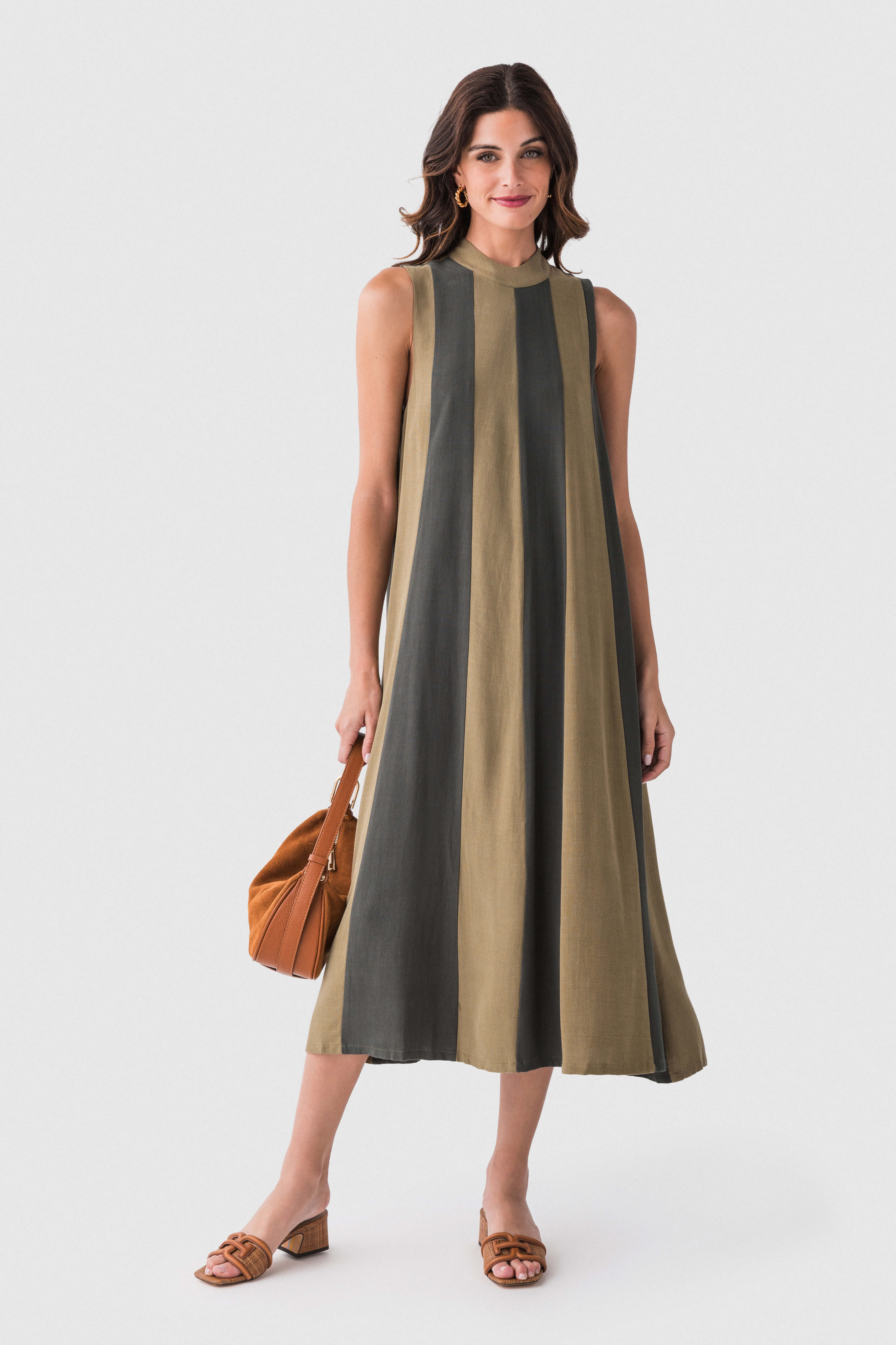 Thml Colorblock Midi Dress Olive / Small Thml Colorblock Midi Dress Olive / Small