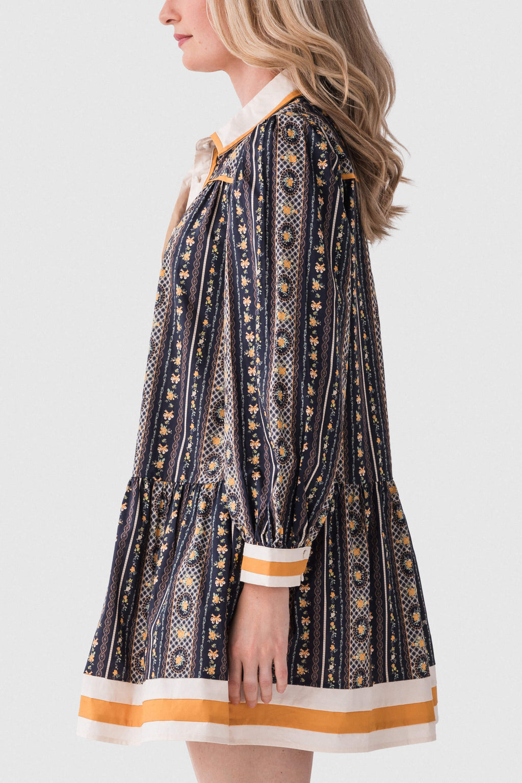 Jodifl Contrast Stripe Printed Collared Dress