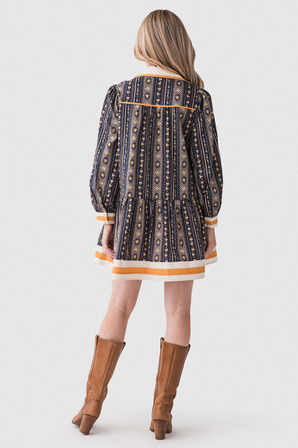 Jodifl Contrast Stripe Printed Collared Dress