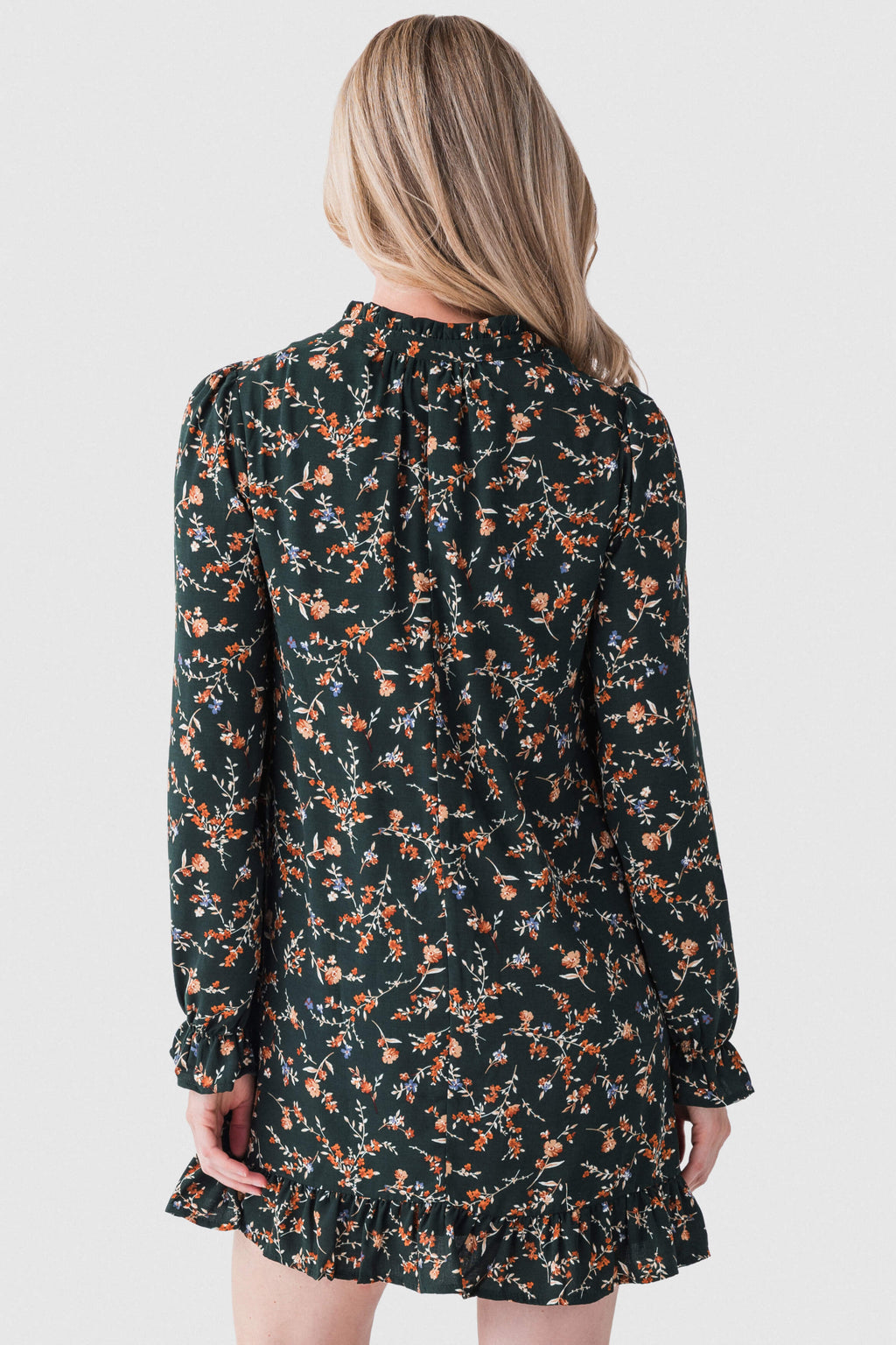 En Creme Floral Long Sleeve Mini Dress