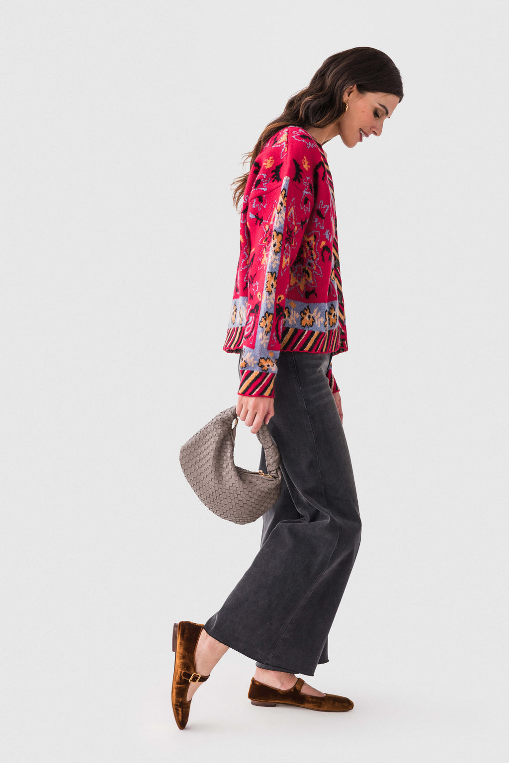 &Merci Printed Contrast Trim Cardigan