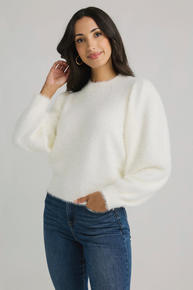 Lili Sidonio Eyelash Puff Sleeve Sweater
