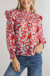 THML Floral Print Smocked Top