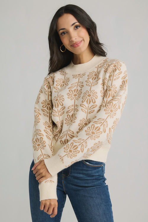 &merci Floral Pattern Knit Sweater