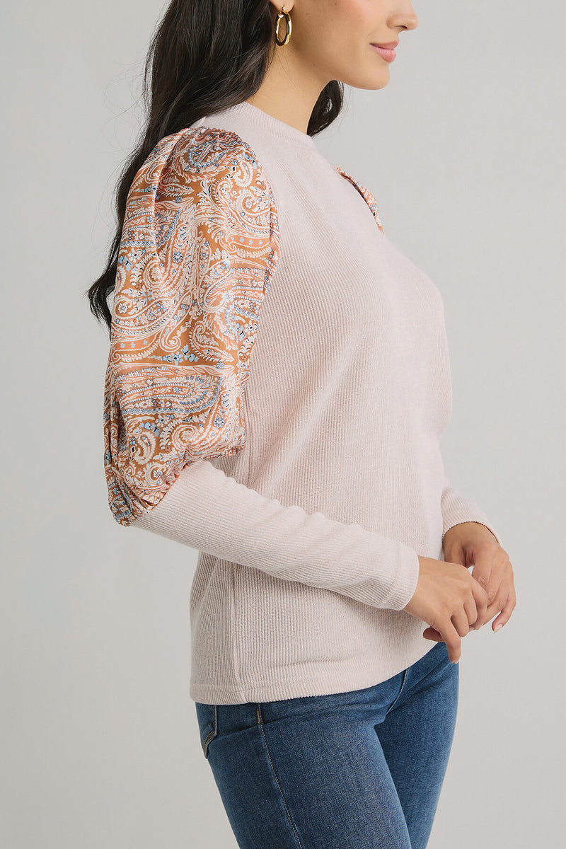 THML Printed Sleeve Knit Sweater