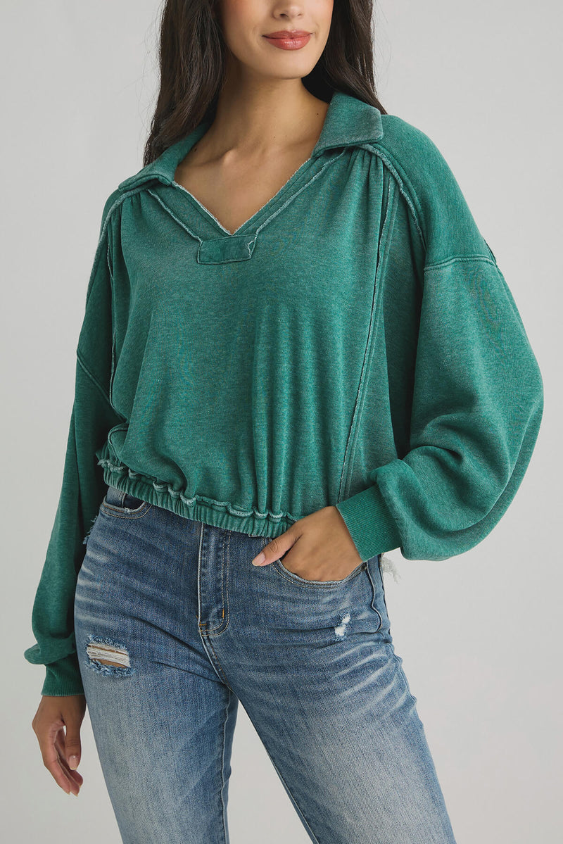 Vintage Havana Cashmere Fleece Polo V-Neck