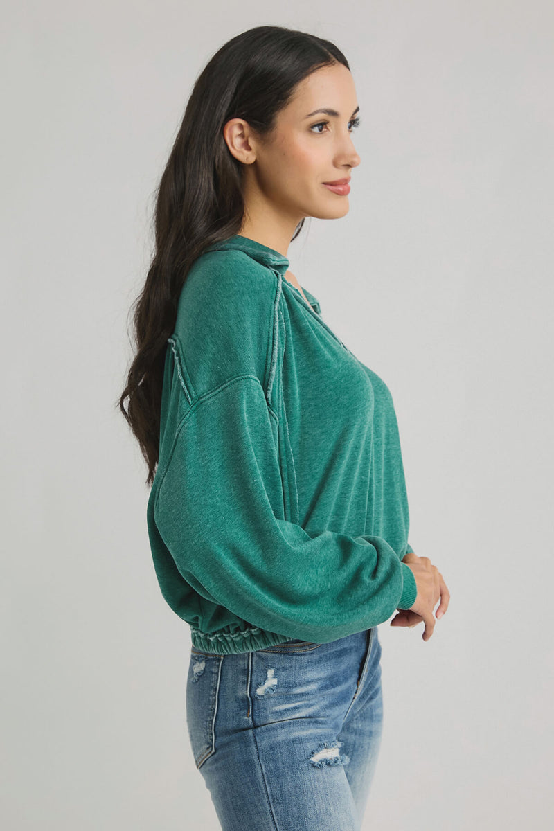 Vintage Havana Cashmere Fleece Polo V-Neck