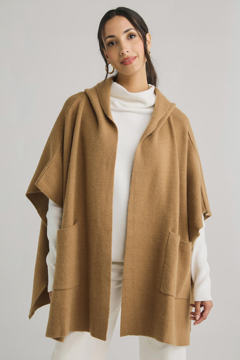 Look By M Hooded Cape Poncho
