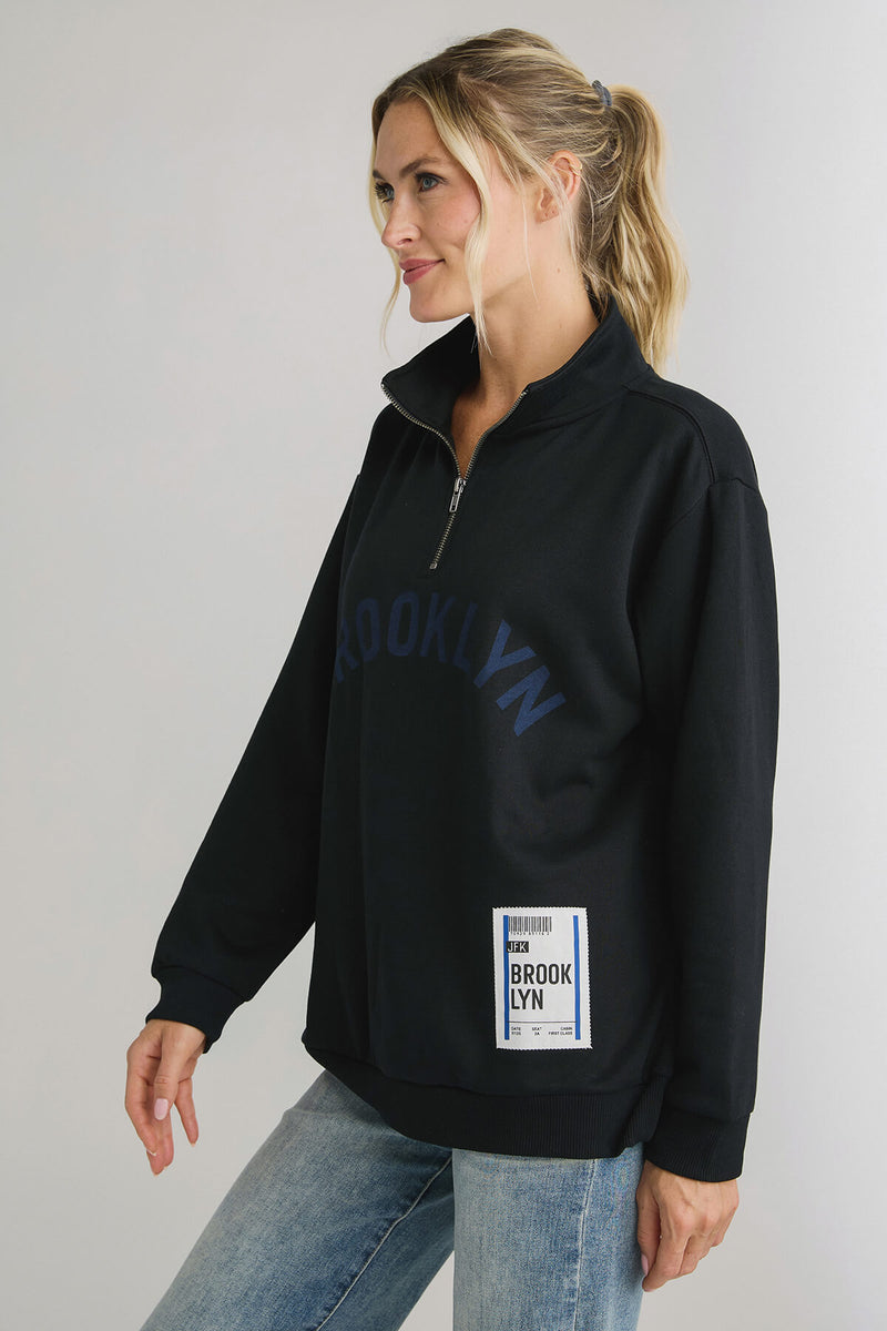 Vintage Havana Brooklyn Boarding Pass Quarter Zip