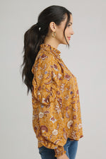 Veronica M Paisley Floral Ruffle Sleeve Top