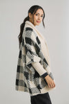 Look By M Checkered Teddy Cape Cardigan
