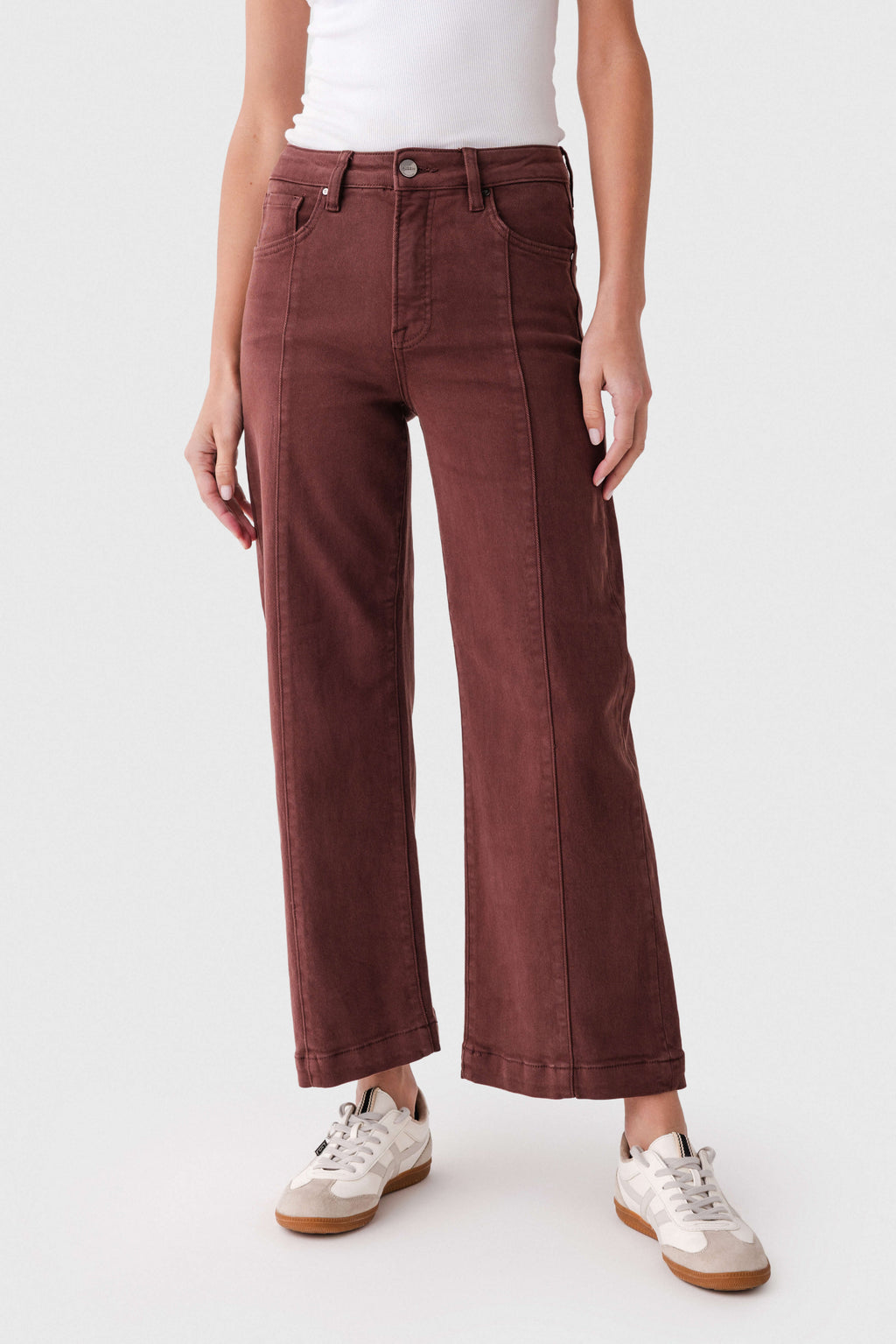 Risen Mia High Rise Front Seam Wideleg Ankle Jeans