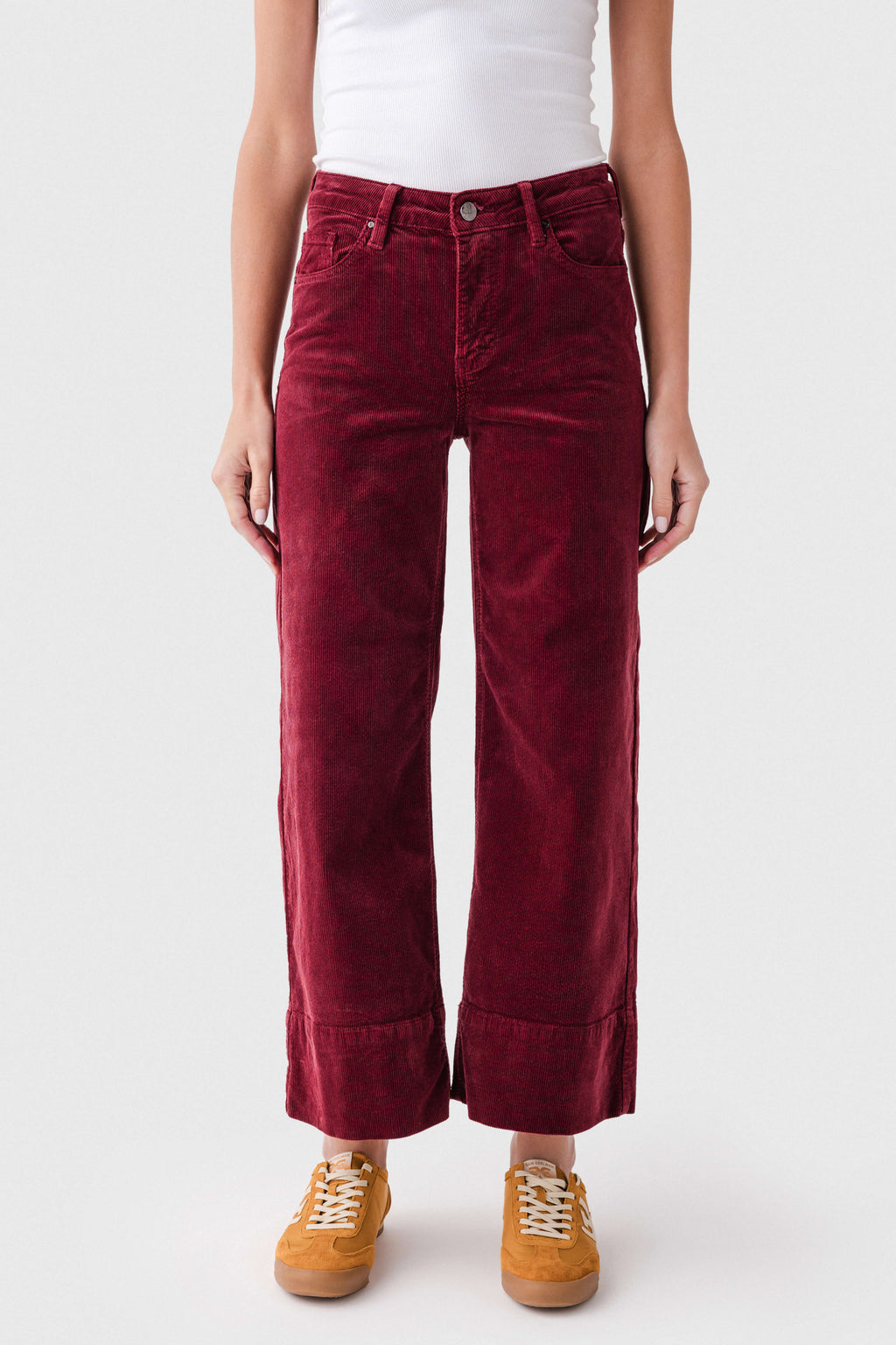 Risen Maple High Rise Crop Wide Hem Wideleg Corduroy Jeans
