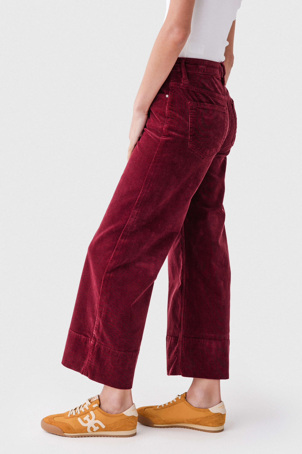 Risen Maple High Rise Crop Wide Hem Wideleg Corduroy Jeans