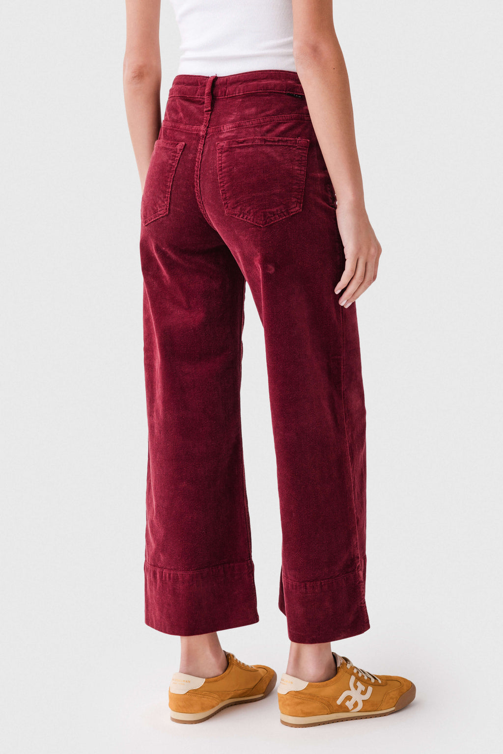 Risen Maple High Rise Crop Wide Hem Wideleg Corduroy Jeans