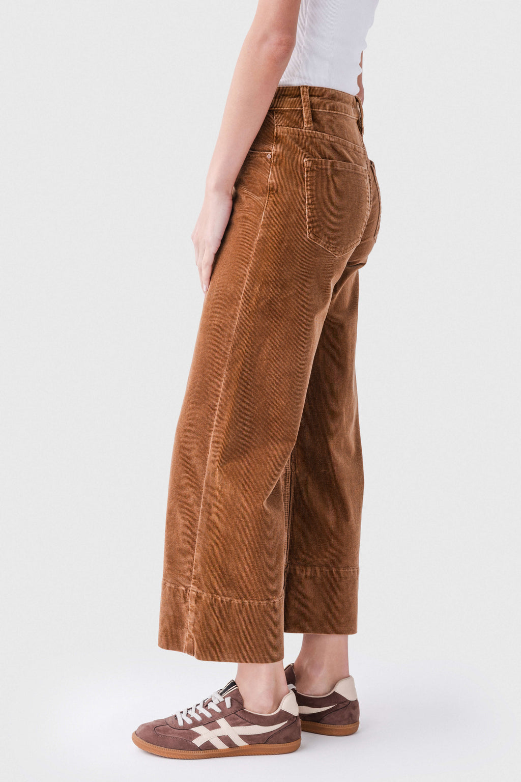 Risen Maple High Rise Crop Wide Hem Wideleg Corduroy Jeans